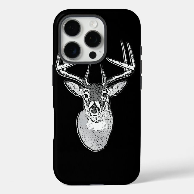Buck on Black  White Tail Deer Case-Mate iPhone Case (Back)