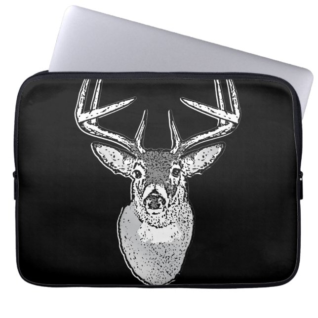 Buck on Black White Tail Deer classic Laptop Sleeve (Front)