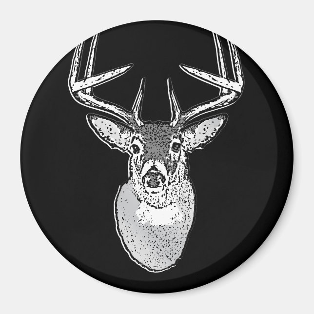 Buck on Black White Tail Deer classic Magnet (Front)