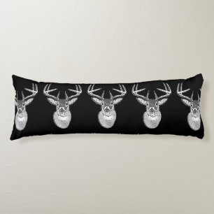 Buck on Black White Tail Deer head Body Cushion