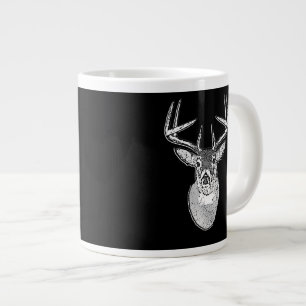 Buck on Black White Tail Deer head Large Coffee Mug