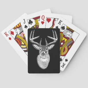Buck on Black White Tail Deer head Playing Cards