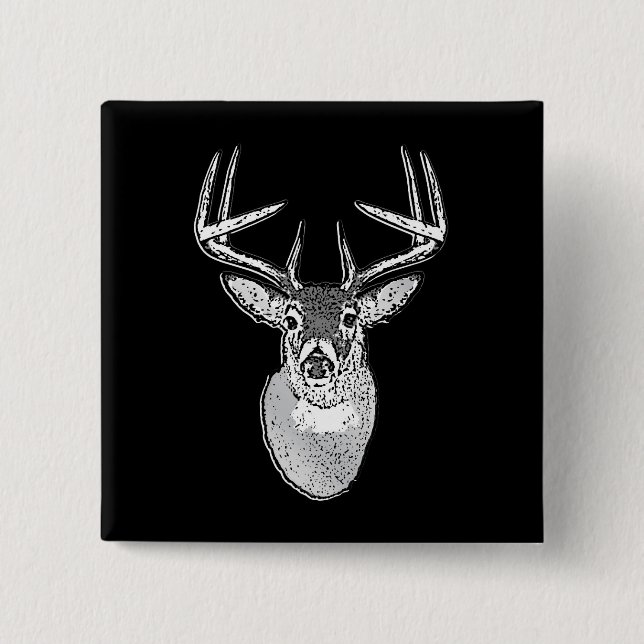 Buck on Bold Black White Tail Deer 15 Cm Square Badge (Front)