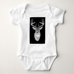 Buck on Bold Black White Tail Deer Baby Bodysuit
