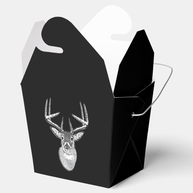 Buck on Bold Black White Tail Deer Favour Box (Opened)