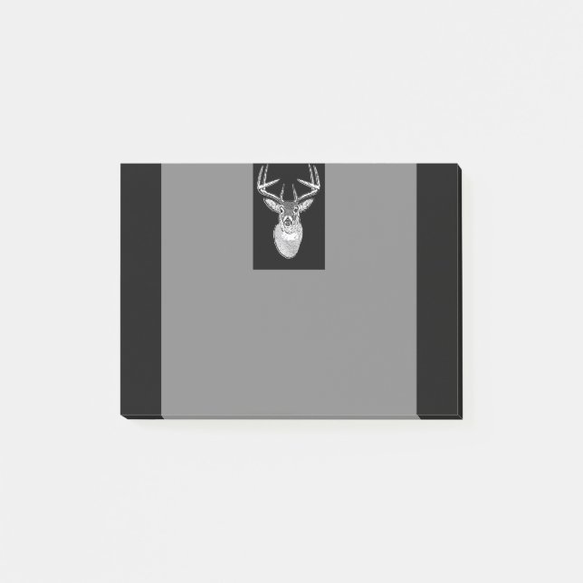 Buck on Bold Black White Tail Deer Post-it Notes (Front)