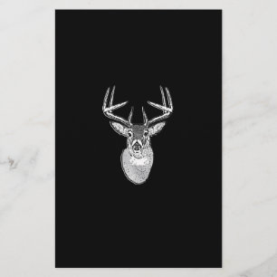 Buck on Bold Black White Tail Deer Stationery