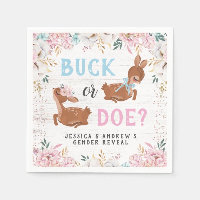 Buck or Doe? Baby Shower Reveal Napkin (Front)