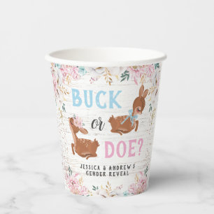Buck or Doe? Baby Shower Reveal Paper Cups