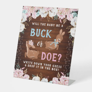Buck or Doe? Baby Shower Reveal Pedestal Sign