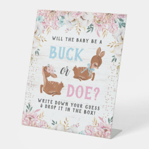 Buck or Doe? Baby Shower Reveal Pedestal Sign