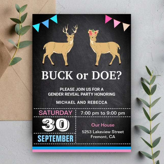 Buck or Doe Gender Reveal Party Invitation (Creator Uploaded)