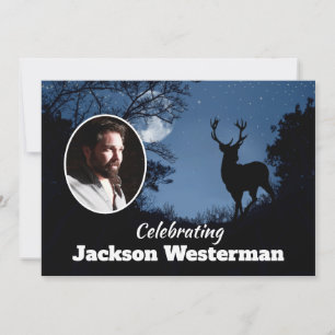 Buck Silhouette at Night Memorial   Invitation
