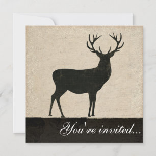 Buck Silhouette Black & Ivory Invitation