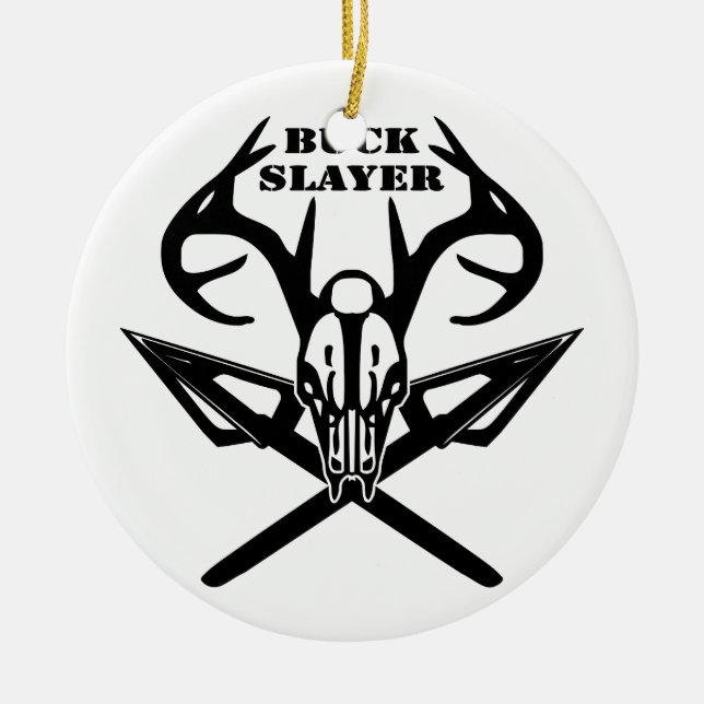 Buck Slayer Deer & Arrows Ceramic Tree Decoration (Front)