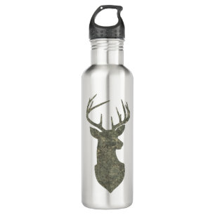Buck Trophy Deer Silhouette in Camouflage Green 710 Ml Water Bottle