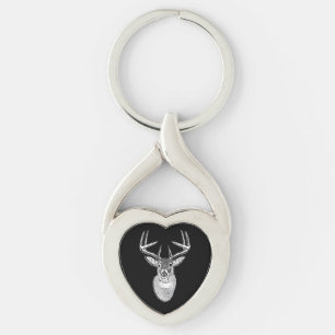 Buck trophy on Black White Tail Deer Key Ring
