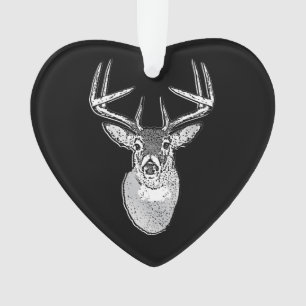 Buck trophy on Black White Tail Deer Ornament