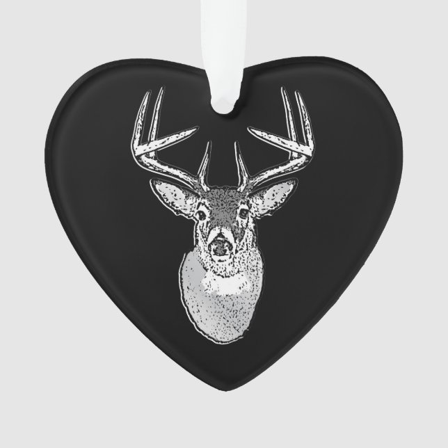 Buck trophy on Black White Tail Deer Ornament (Front)