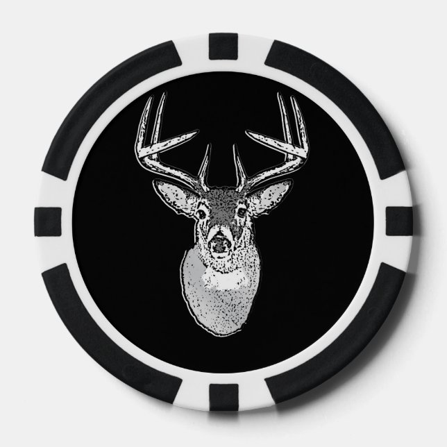 Buck trophy on Black White Tail Deer Poker Chips (Front)
