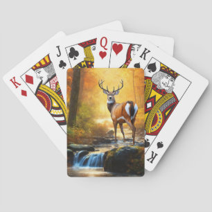 Buck White Tailed Deer in a Stream Playing Cards
