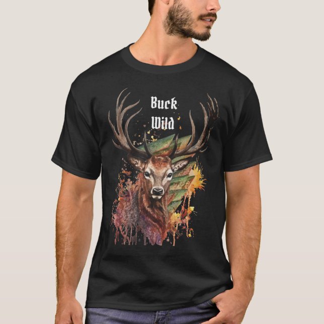 Buck Wild Deer Watercolor T-Shirt (Front)