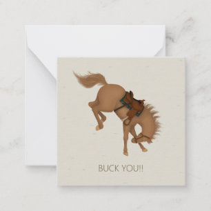 Buck You! Bucking Chestnut Horse Custom Mini Card