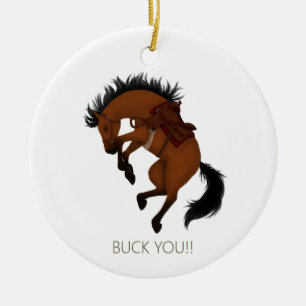 Buck You! Funny Bay Horse Ceramic Tree Decoration