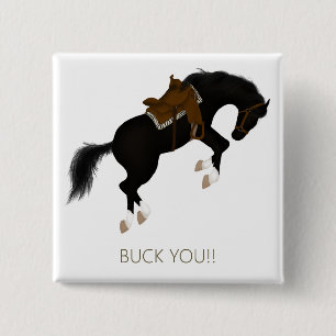 Buck You! Funny Black Horse 15 Cm Square Badge