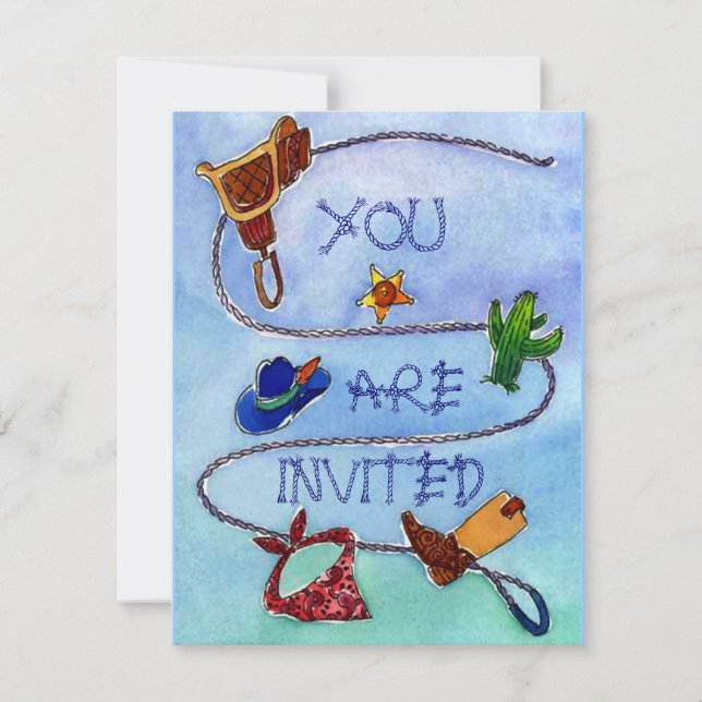 BUCKAROO BIRTHDAY PARTY INVITATION ~ EZ2 CUSTOMIZE (Front)