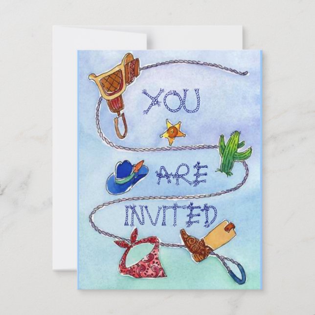 BUCKAROO BIRTHDAY PARTY INVITATION ~ EZ2 CUSTOMIZE (Front)