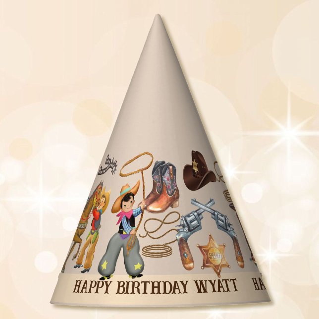 Buckaroo Cowboy Birthday Party Boy's Name Cute Party Hat (Creator Uploaded)