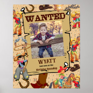 Buckaroo Cowboy Boy's Photo Birthday Wanted Poster