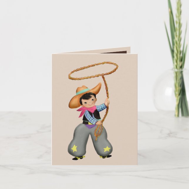 Buckaroo Cowboy Theme Birthday Party Photo Thank You Card (Front)
