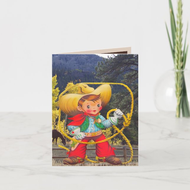 Buckaroo Cowboy Theme Birthday Party Photo Thank You Card (Front)