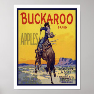 "Buckaroo" Cowboy Vintage Fruit Crate Label Poster