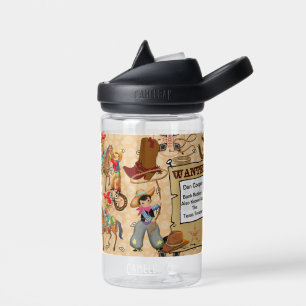 Buckaroo Cowboy Wanted Boy's Name and Description  Water Bottle