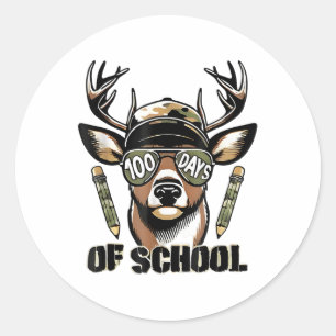 Bucked 100 Days Of School Deer Hunting 100th Day Classic Round Sticker