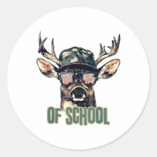 Bucked 100 Days Of School Deer Hunting Boy Girls Classic Round Sticker