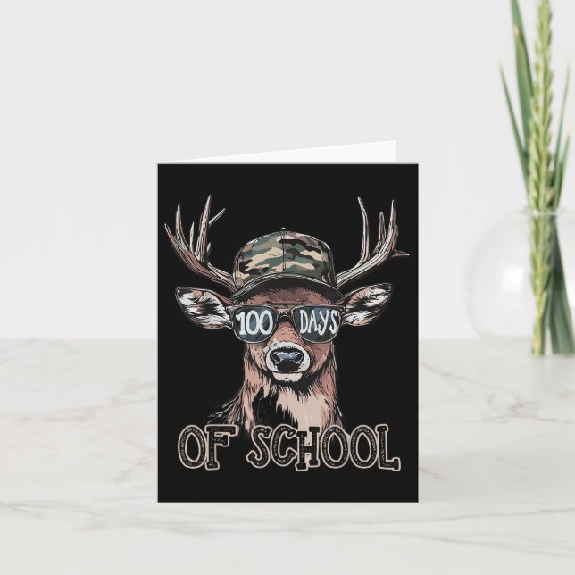 Bucked 100 Days Of School Deer Student Boy Girls 1 Card (Front)