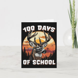 Bucked 100 Days Of School Deer Student Boy Girls 1 Card