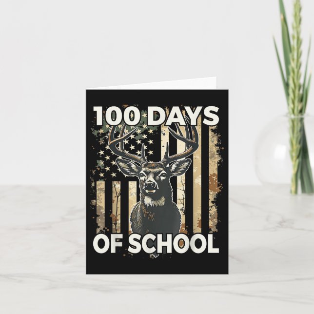 Bucked 100 Days Of School Deer Student Boy Girls 1 Card (Front)