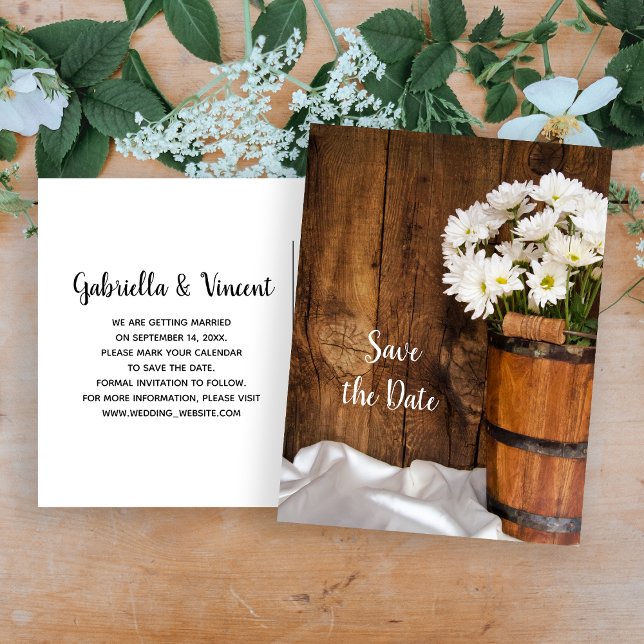 Bucket and Daisies Ranch Wedding Save the Date Announcement Postcard (Creator Uploaded)