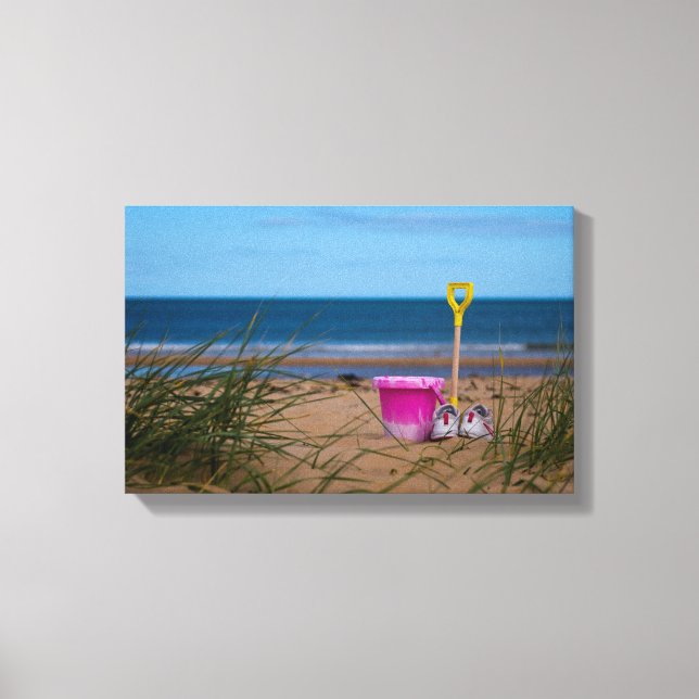 Bucket and Spade on Dornoch Beach Canvas Print (Front)