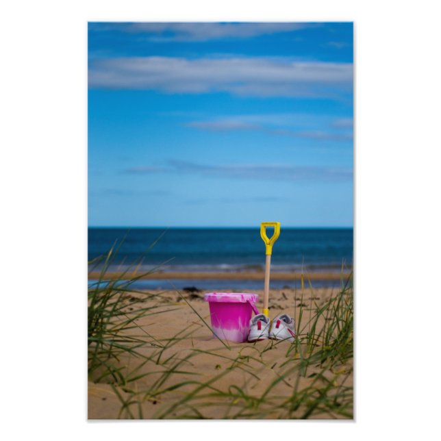 Bucket and Spade on Dornoch Beach Photo Print (Front)