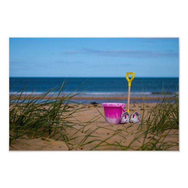 Bucket and Spade on Dornoch Beach Photo Print (Front)