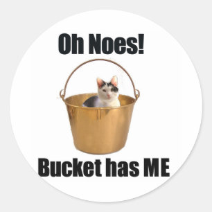 Bucket Cat Classic Round Sticker
