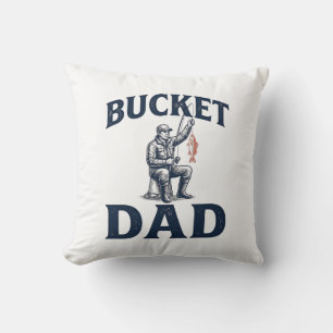 Bucket Dad Fishing Vintage Engraving Design_1 Cushion