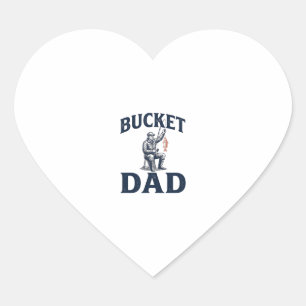 Bucket Dad Fishing Vintage Engraving Design_1 Heart Sticker
