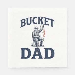 Bucket Dad Fishing Vintage Engraving Design_1 Napkin